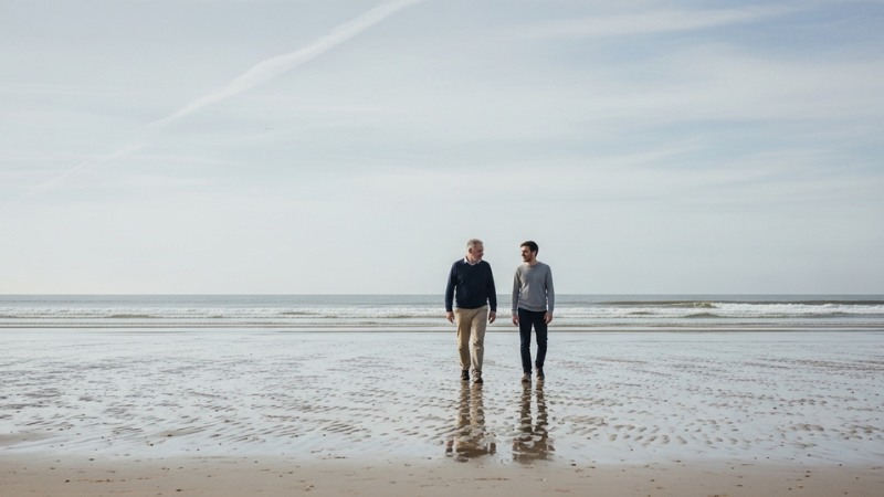 V3 beach walk A counsellor and client talk things through